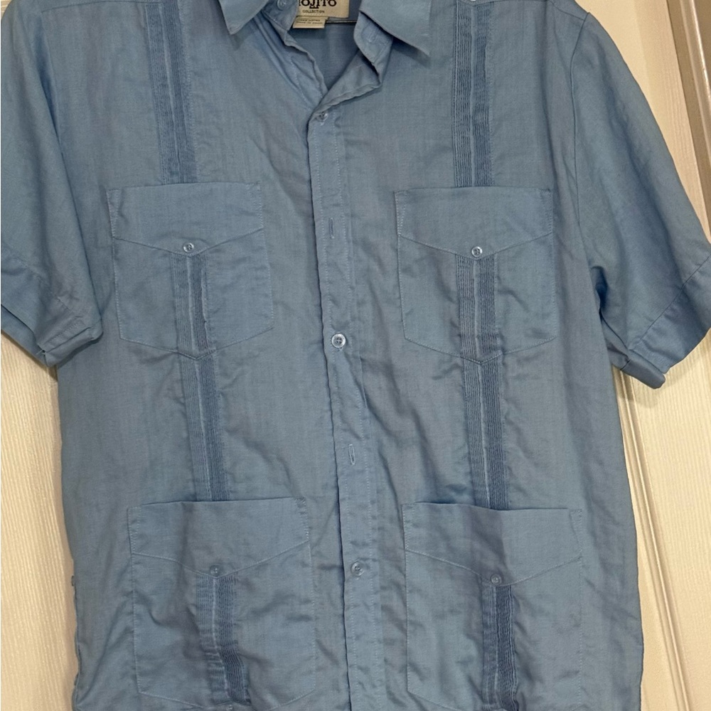 Cubavera Sky Blue Casual Button Down Shirt